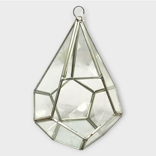 Glass Terrarium Silver Pentagon 21cm *See product description*