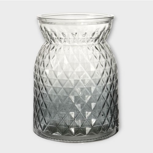 Glass Waisted Charcoal Tint Vase - 16cm