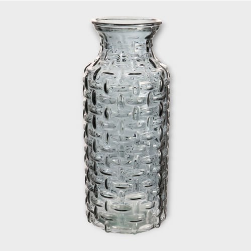 Glass Woven Cylinder Charcoal Tint Vase - 25cm