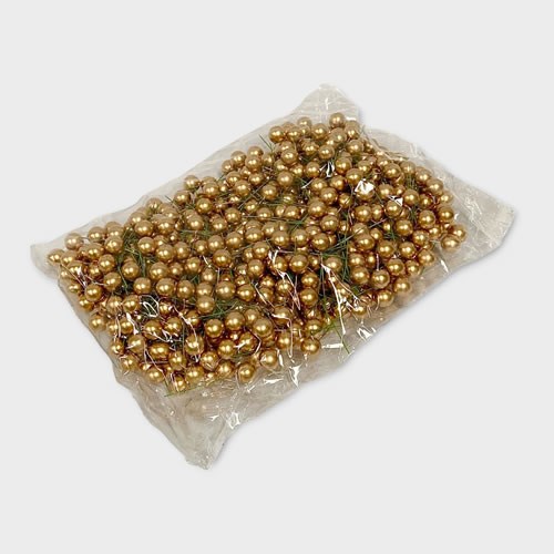 Gold Berries Wired 12mm (500 bulk pack)