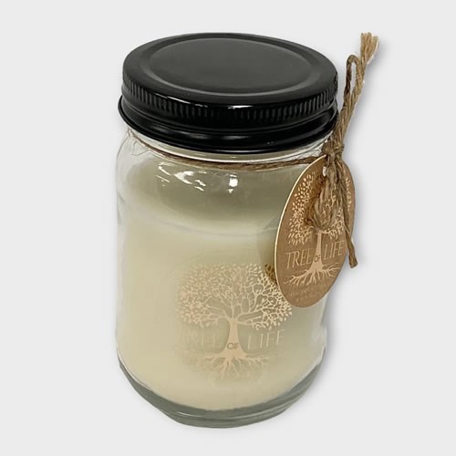Gold Sandalwood Scented Candle Jar - Tree of Life 12cm