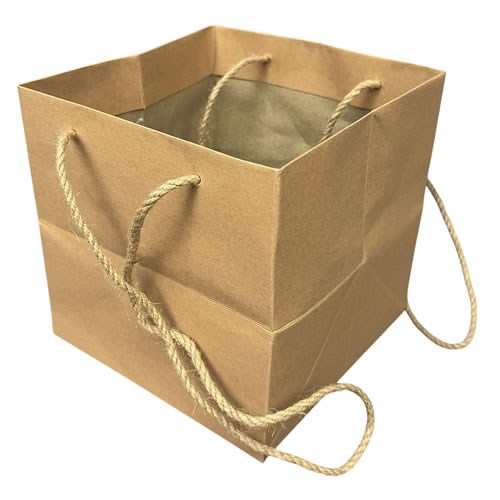 Hand Tied Gift Bag - Kraft 17x17cm