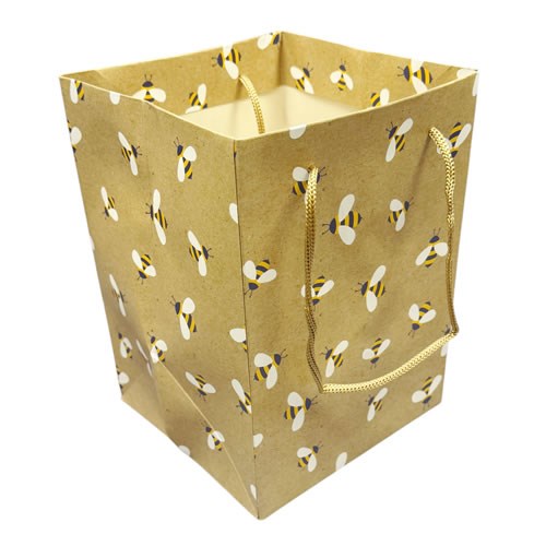 Hand Tied Gift Bag - Kraft Bees 18x25cm