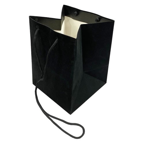 Hand Tied Gift Bag - Velvet Black 19x25cm