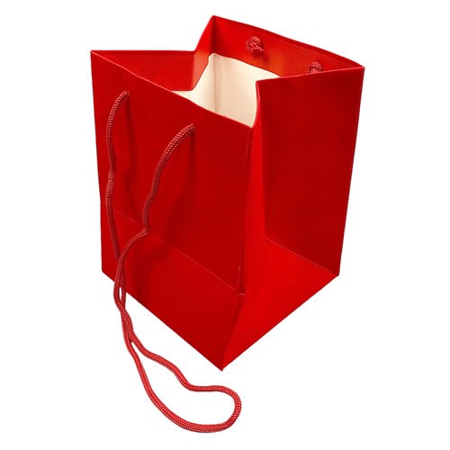 Hand Tied Gift Bag - Velvet Red 19x25cm