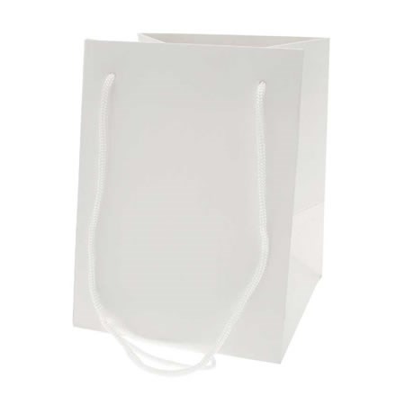Hand Tied Gift Bag - White 18x25cm  