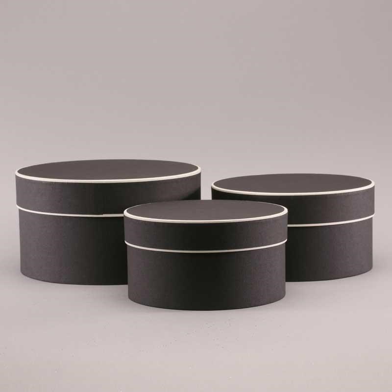 Hat Boxes Black & Cream Round Sets of 3 Wholesale Dutch Flowers UK