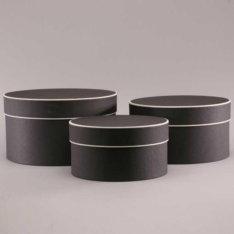 Hat Boxes Round - Black/Cream (set of 3)
