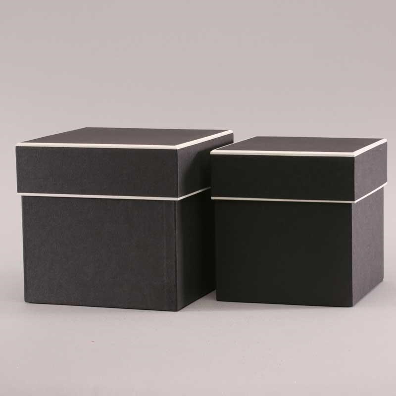 Hat Boxes Square - Black/Cream (set of 2)