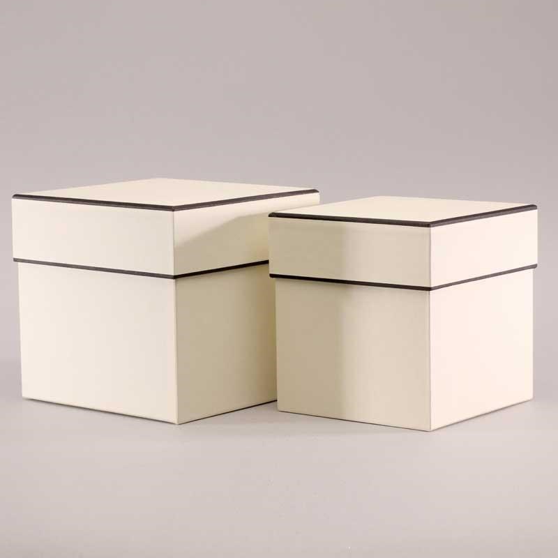 Hat Boxes Square - Cream/Black (set of 2)