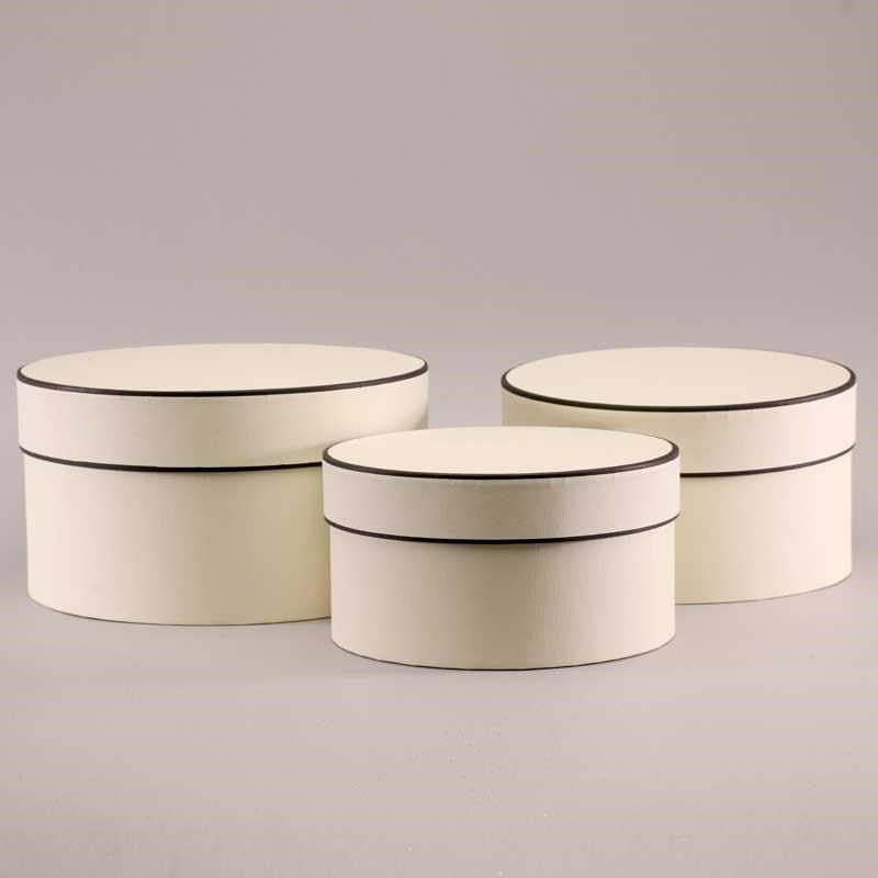 Hat Boxes Round - Cream/Black (set of 3)