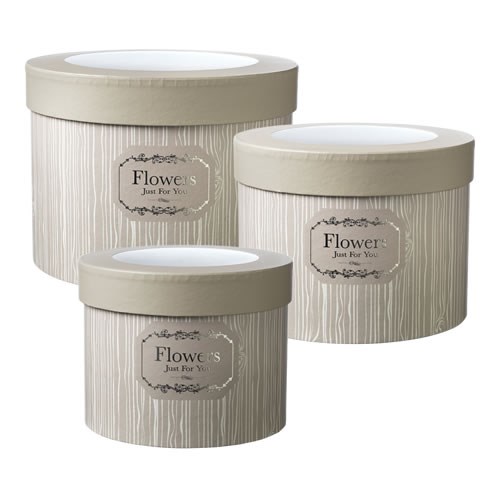 Hat Boxes Cream & Black Round Set of 3 Large