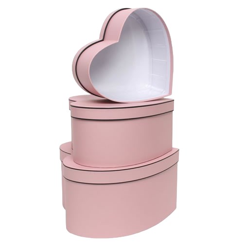Hat  Boxes - Pink Hearts (Set of 3)