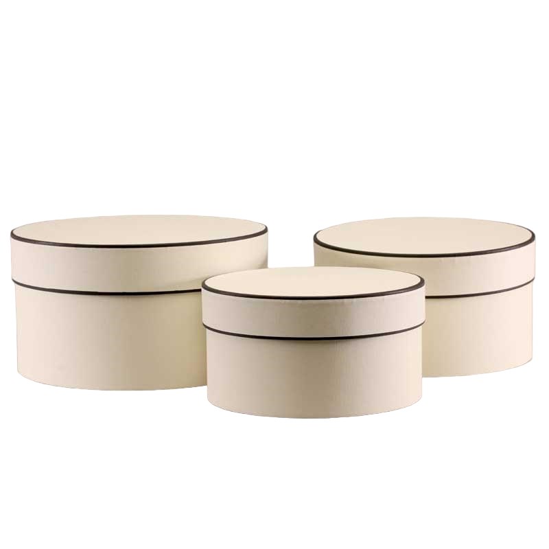 Hat Boxes Cream Brown Round Set of 3 Wholesale Dutch Flowers UK