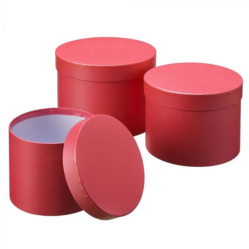 Hat Boxes Round - Symphony Red (set of 3)