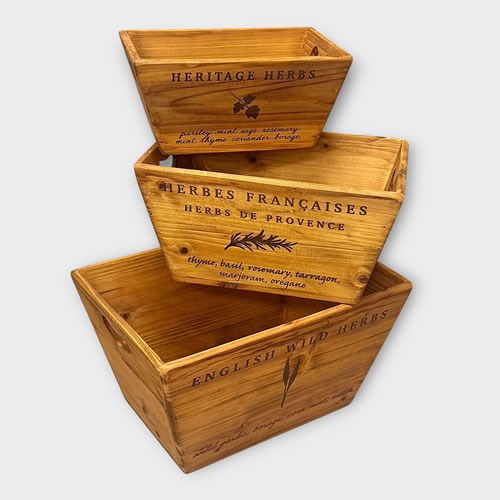 Herb de Provence Wooden Crates (set of 3)