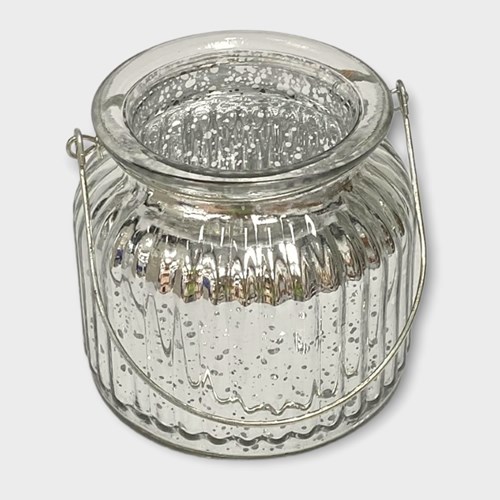 Jar - Small Silver Ribbed (11x9.5cm)