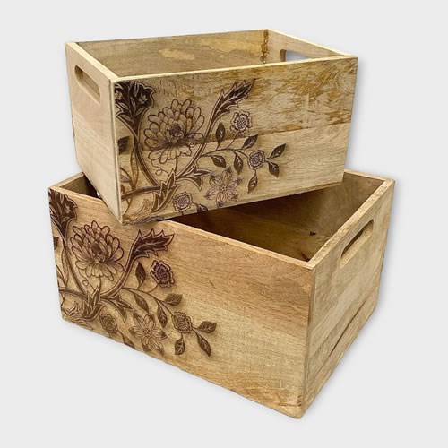 Mango Wood Sussex Crates (Set of 2)