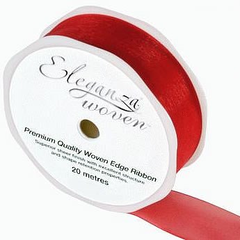 Ribbon Organza Red - 25mm Woven Edge