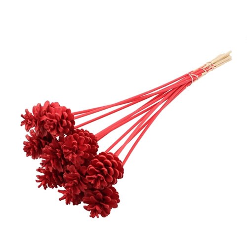 PINE CONE PICKS - COVERED RED
