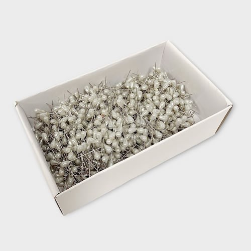 PINS - WHITE PEARL HEADED 4CM (BULK PACK)