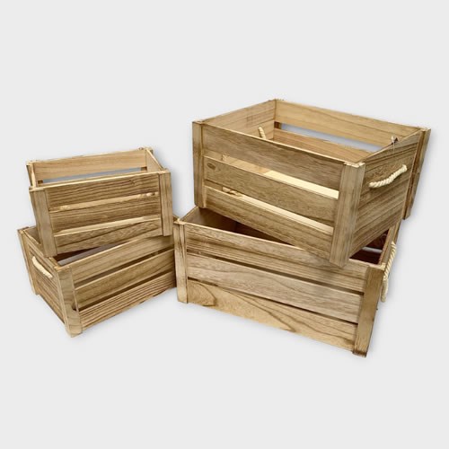 Paulownia Wood Crates (Set of 4)
