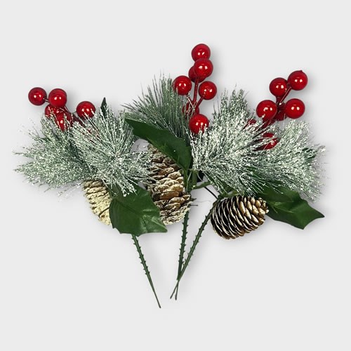 Pine Cone & Berry Picks (x3)