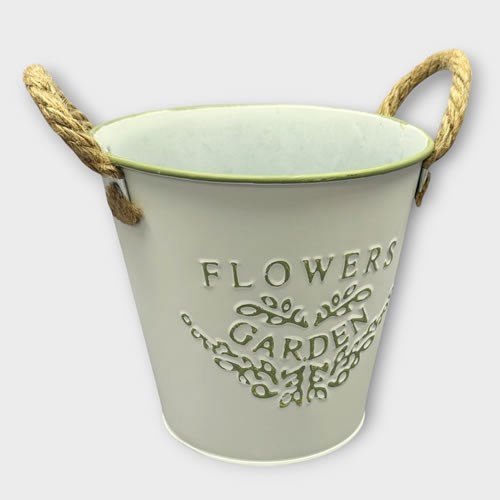 Planter - Flowers & Garden Sage/White