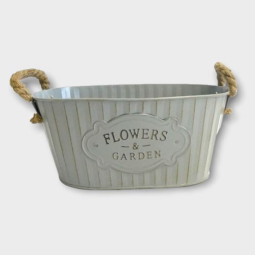 Planter Grey Oval - Flowers & Garden
