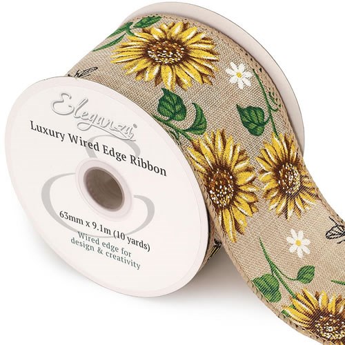 Ribbon Bees & Sunflowers - Wire Edge