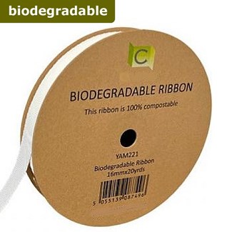 Ribbon Biodegradable White - 16mm