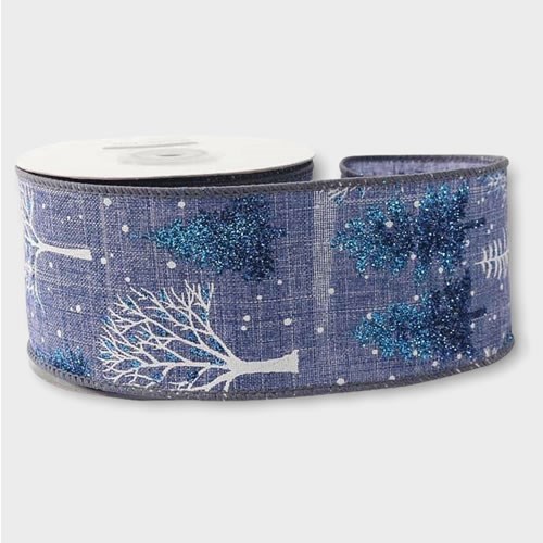 Ribbon - Blue Glitter Trees