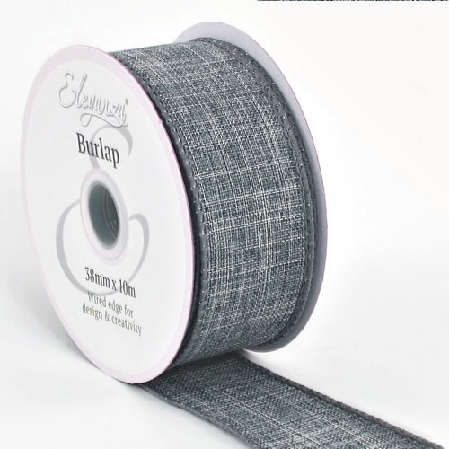 Ribbon Burlap Grey - 38mm (Wire Edge)