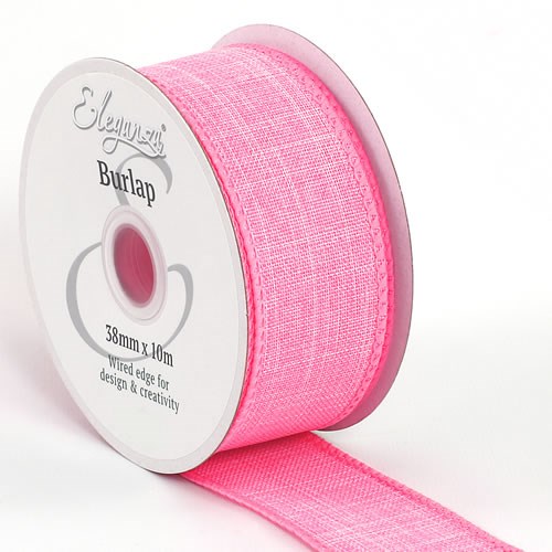Ribbon Burlap Light Pink - 38mm (Wire Edge)