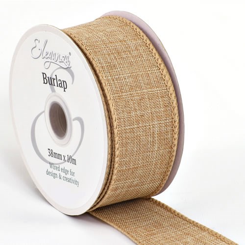 Ribbon Burlap Natural - 38mm (Wire Edge)