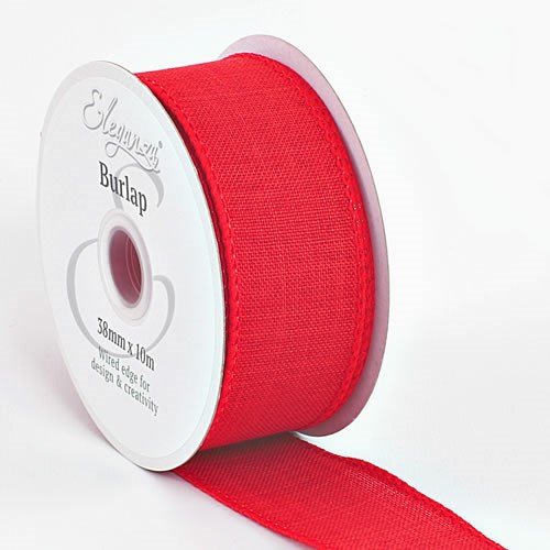Ribbon Burlap Red - 38mm (Wire Edge)