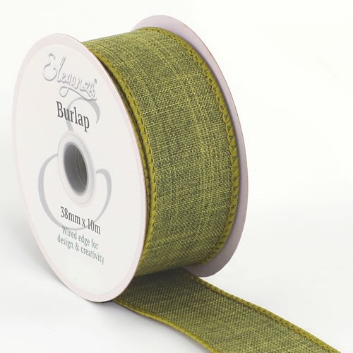 Ribbon Burlap Sage Green - 38mm (Wire Edge)