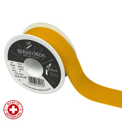Velvet Ribbon - Gold (36mm x 5m)