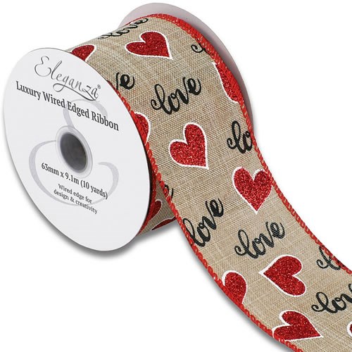 Ribbon Hearts & Love - Wire Edge