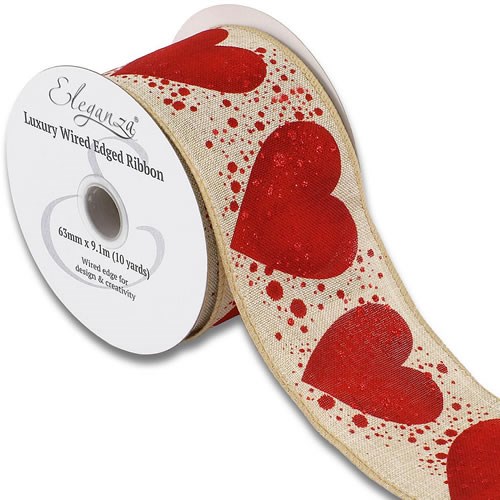 Ribbon Large Hearts & Dots - Wire Edge