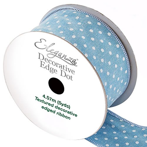 Ribbon Light Blue Dots 38mm