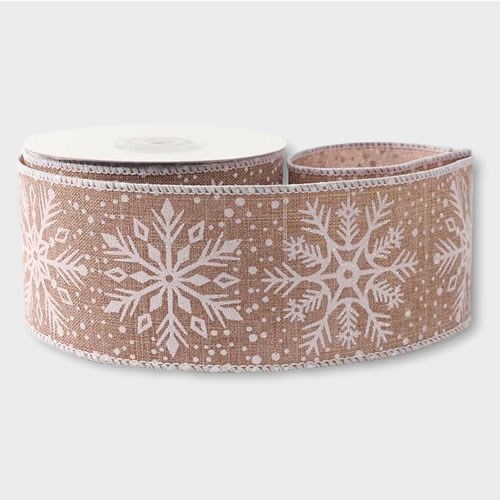 Ribbon - Natural With Snowflakes