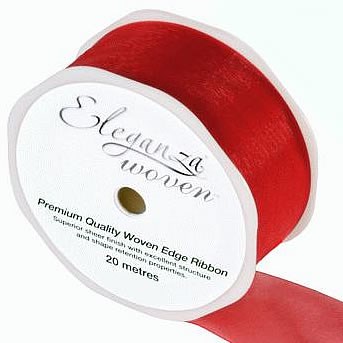 Ribbon Organza Red - 38mm Woven Edge