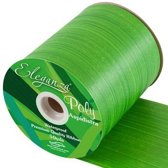 Ribbon Poly - Aspidistra Print  (Daffodil) 100mm