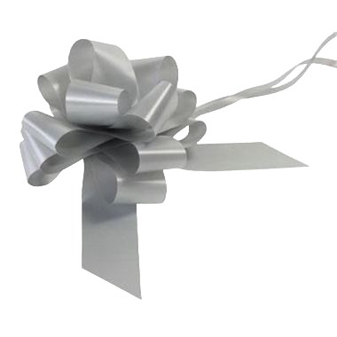 Ribbon Pull Bows Matt Silver - 50mm