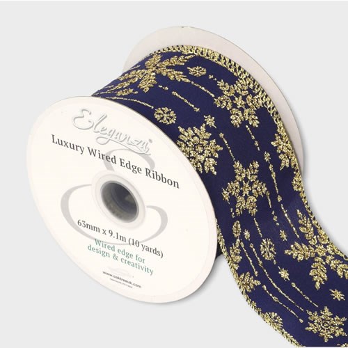 Ribbon - Snowflake Navy & Gold