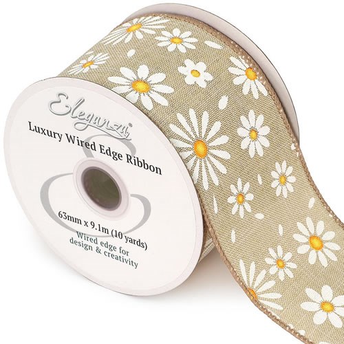 Ribbon White Daisies - Wire Edge