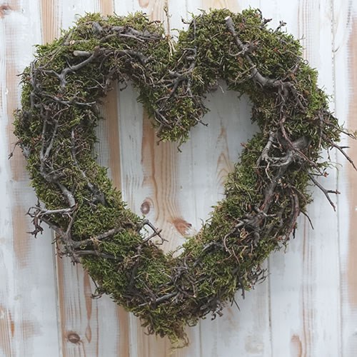 Love Heart Wreath - Bonsai & Moss 30cm