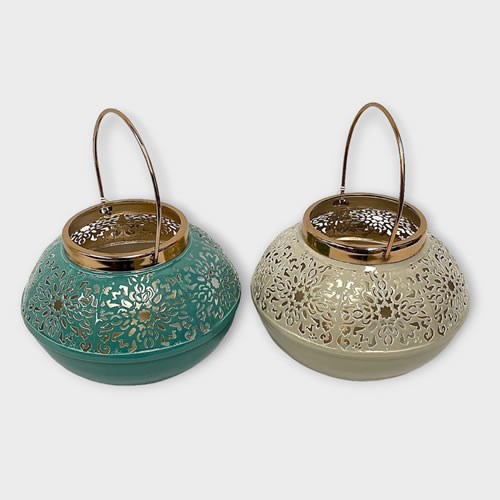 Stone Grey & Teal Lantern Set (x 2)