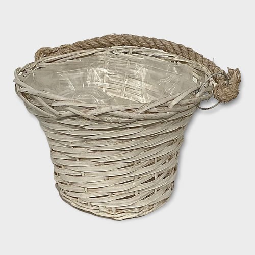 Top Hat Basket with Rope Handle (White)